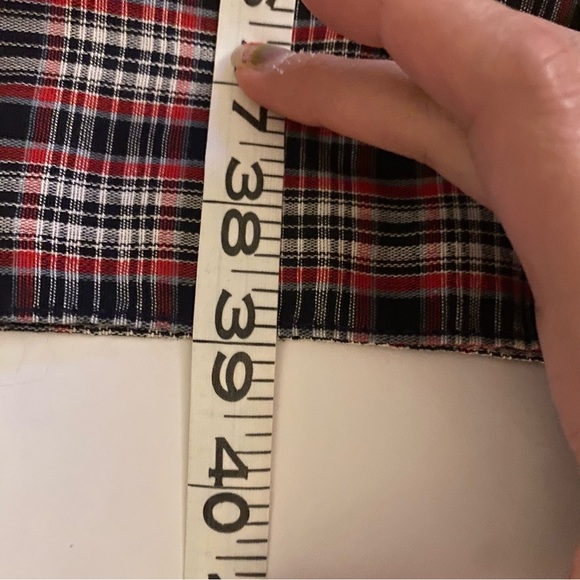 Vintage plaid maxi prairie skirt black red white lace trim S M - Picture 10 of 10